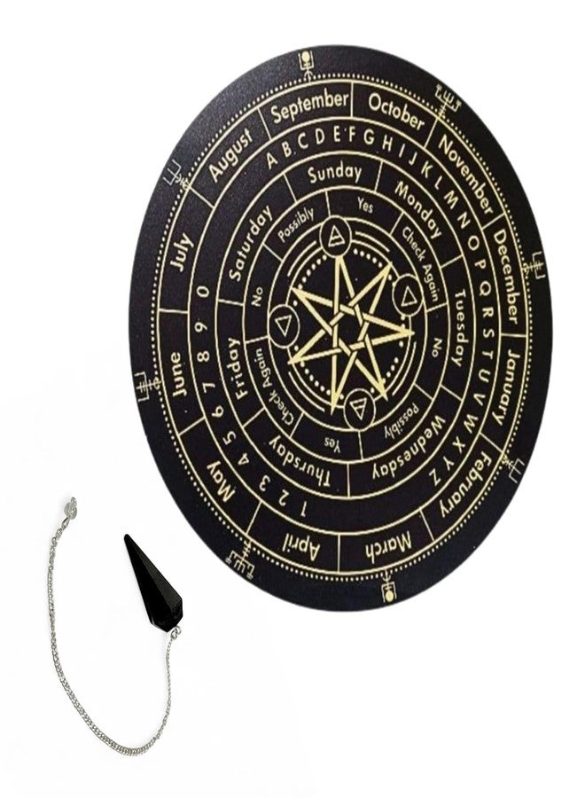 TREE MAISON CORONATING HOMES Dowsing Board with Black Toumaline Pendulum | 6 Inch | Dowsing Board | Metaphysical Message Board | Acrylic Divination Board | Spirit Board | Witch Board | - Image 1
